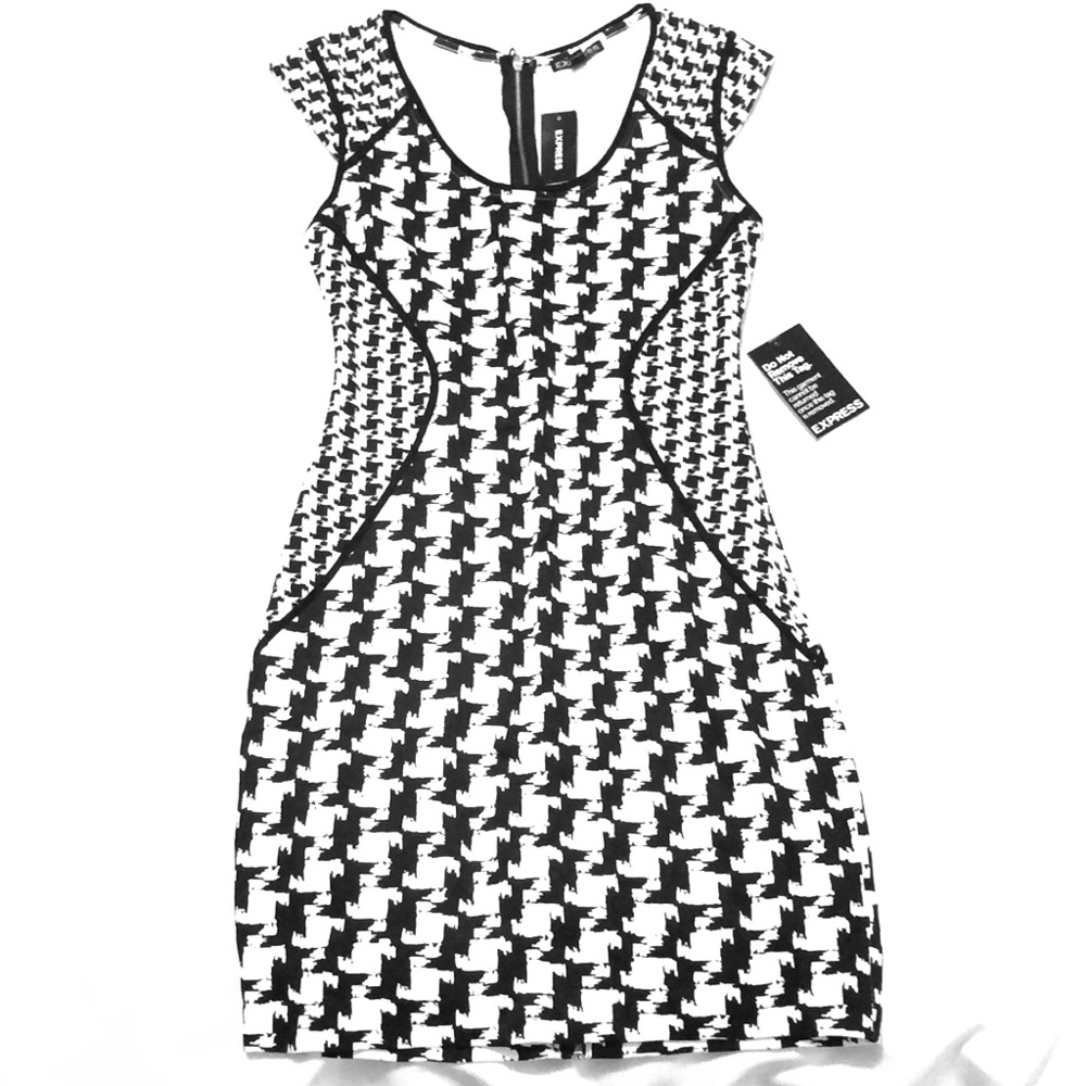 Express NWT mixed houndstooth capsleeve mini dress